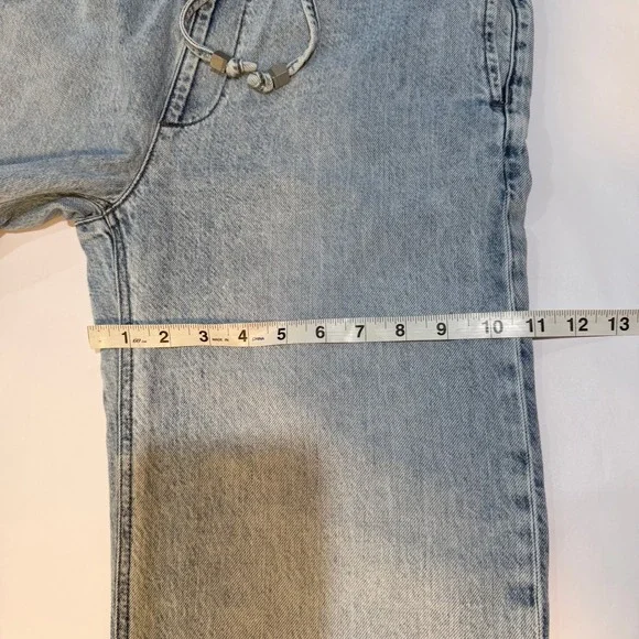 Rag & Bone Kierra Light Wash Acid Denim Drawstring Straight Leg Jeans XS (FLAW